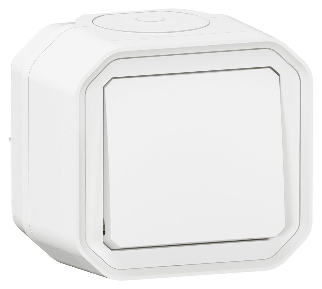 LEGRAND, Plexo New Feuchtraum-Aufputz-Taster mit Schließer-Kontakt, 10 Ampere, 250 Volt, IP55 - IK07, Farbe: Weiß, 069760L
