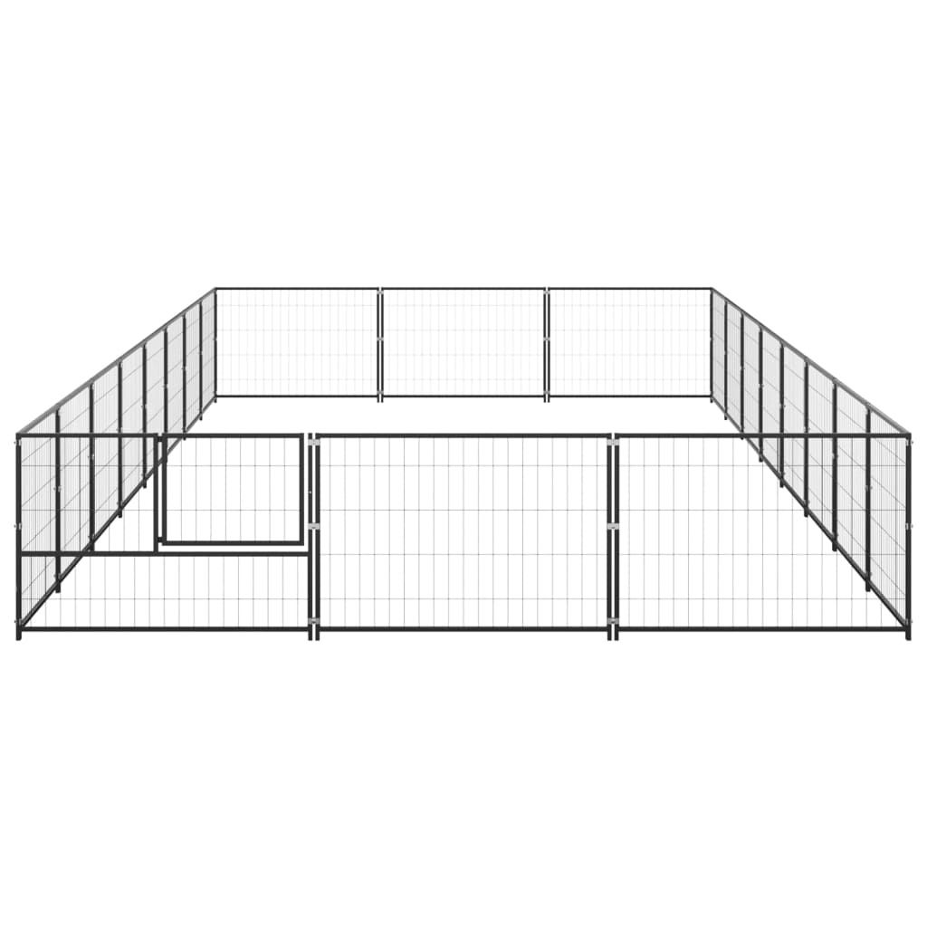 vidaXL Hundezwinger Schwarz 24 m² Stahl