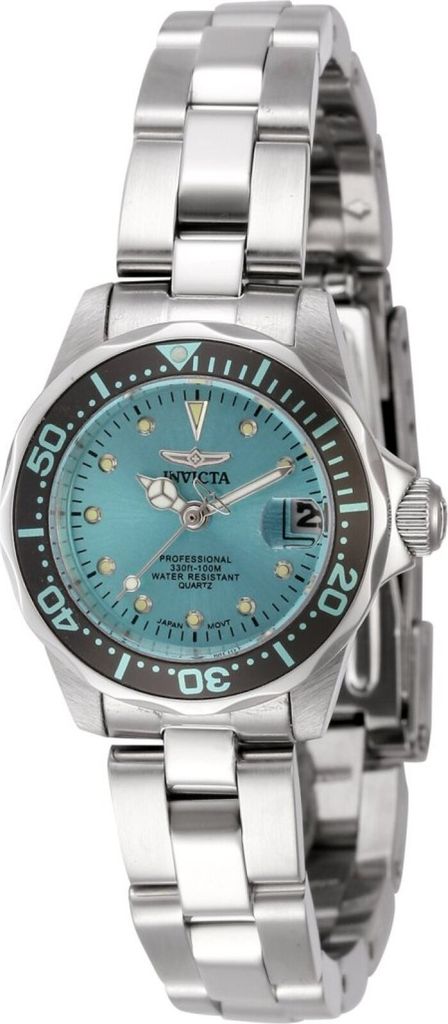 Invicta Pro Diver 45786 Damen Uhr - Quartz Bewegung - Edelstahl mit Blauem Zifferblatt - 24 mm