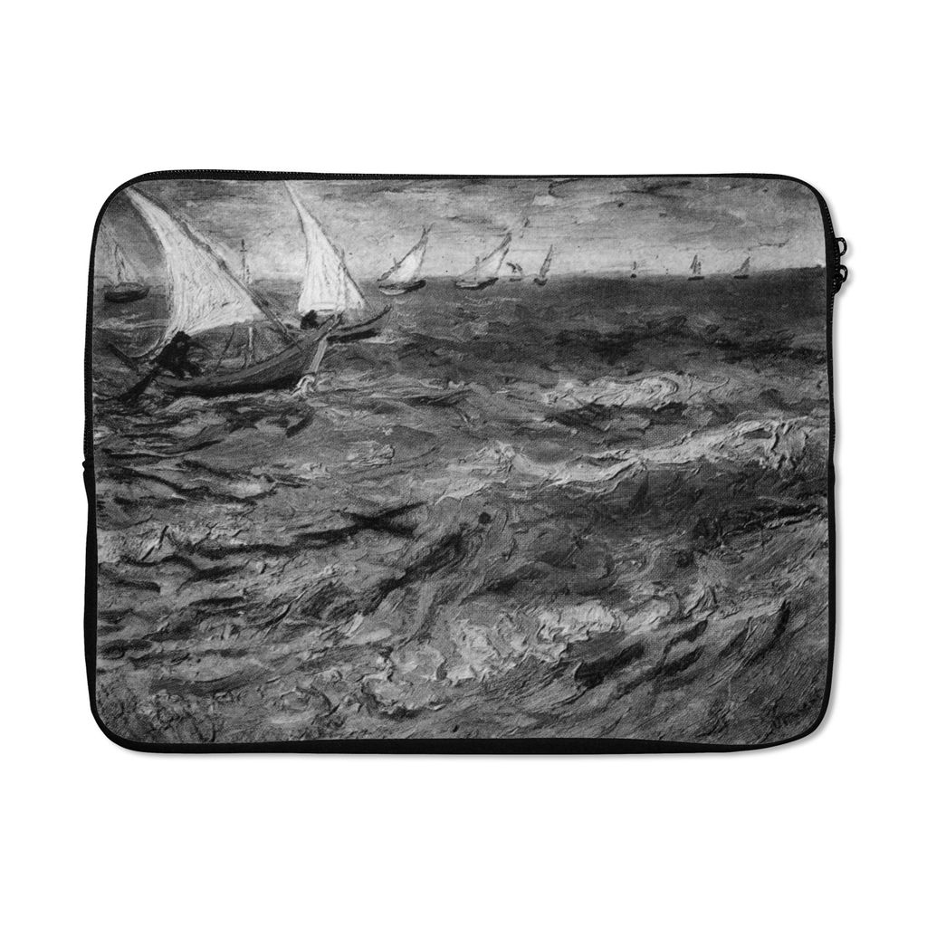 MuchoWow Laptop Hülle 15 Zoll Segelboote - Vincent van Gogh - Schwarz - Weiß Laptoptasche - Laptoptasche - Sleeve - Rundum-Schutz