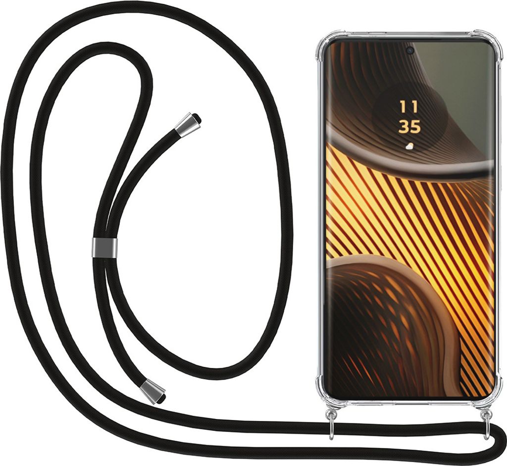 Smartphonica Handyhülle passend für Motorola Edge 50 Ultra mit Kabel und Bumper - Hülle mit Telefonkabel - TPU Backcover Case stoßfest mit Lany...