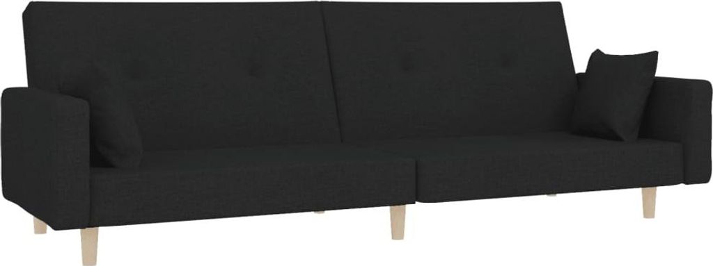 vidaXL Schlafsofa 2-Sitzer mit 2 Kissen Schwarz Stoff