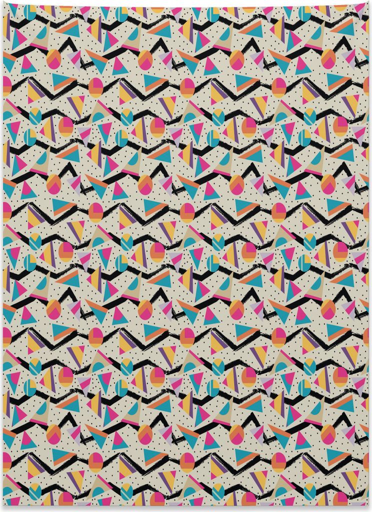 Abakuhaus Jahrgang Wandteppich, 80er Memphis Geometrisch aus Weiches Mikrofaser Stoff Kein Verblassen Klare Farben Waschbar, 110 x 150 cm, Mehrfarbig