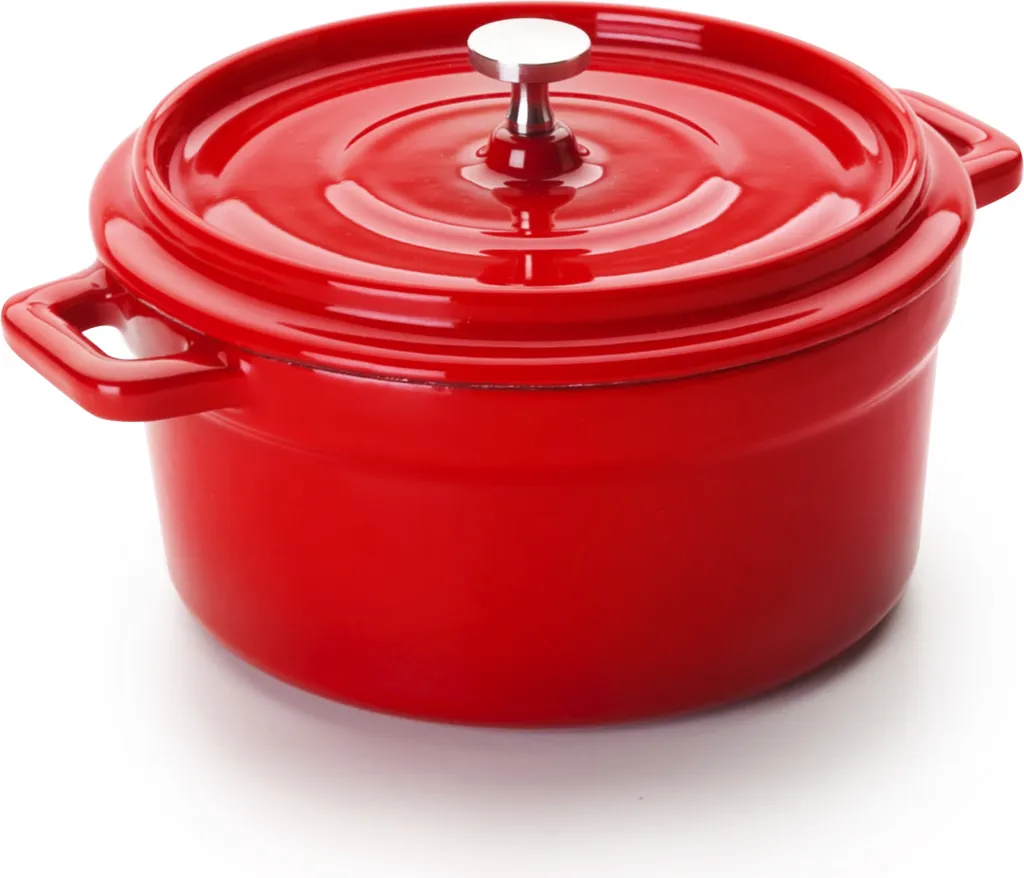 Ibili Cocotte 500ml Ghisa Smaltata Rossa - Ideale per Forno e Induzione