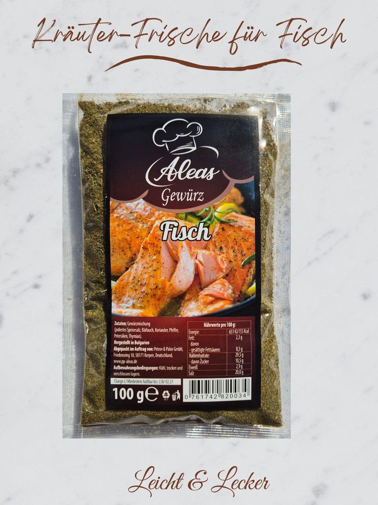 Natur-Fischgewürz: Mix für Lachs, Forelle & Meeresfrüchte Aleas 100 g