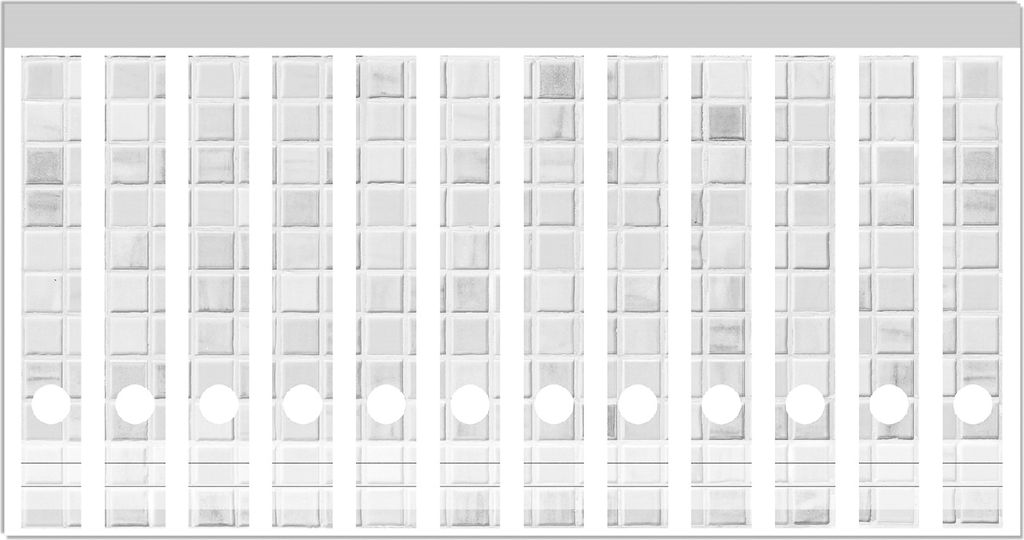 Wallario Ordnerrücken Sticker, selbstklebend für schmale Ordner, 12 Stück, Motiv Fliesen im Bad weiß-grau