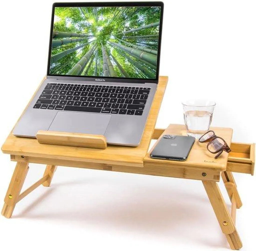 Table d'appoint ordinateur portable en bambou réglable avec inclinaison