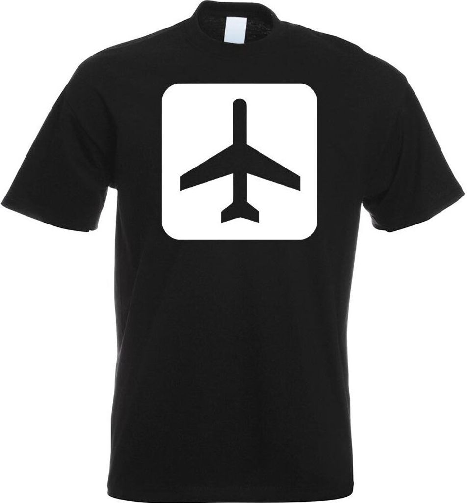 Kiwistar - T-Shirt - schwarz - Flughafen Flugplatz Piktogramme Herren Funshirt Bedruckt Design Sprüche Spruch Motive - mit Motiv Bedruckt - Funshi...