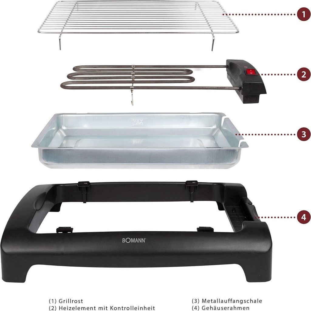 BOMANN Grill BQ 1240 N 2000 W schwarz Zdjęcie produktu 13
