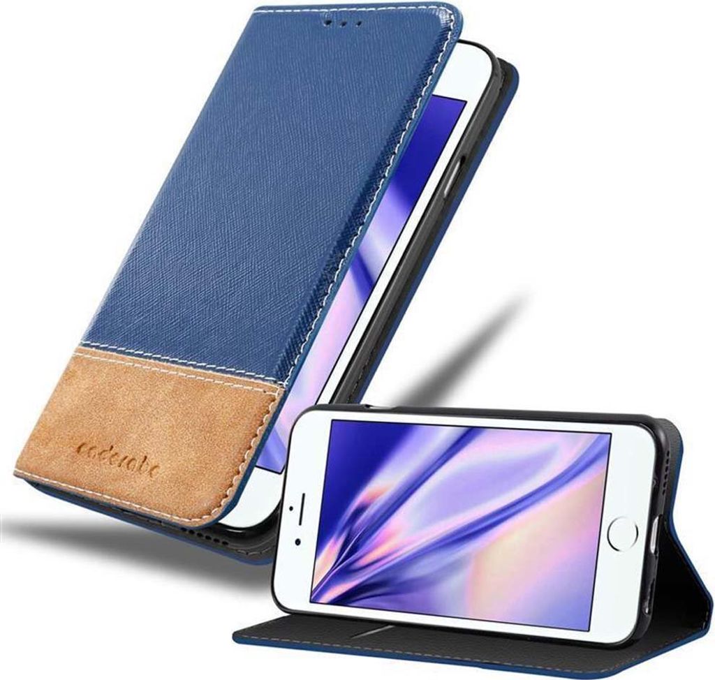 Hülle für iPhone 6 PLUS / iPhone 6S PLUS Schutzhülle Handy Hülle Flip Case Book X-Wallet DUNKEL BLAU BRAUN