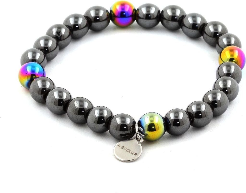 Armband aus Hämatitperlen + mehrfarbiger Hämatit 8 mm