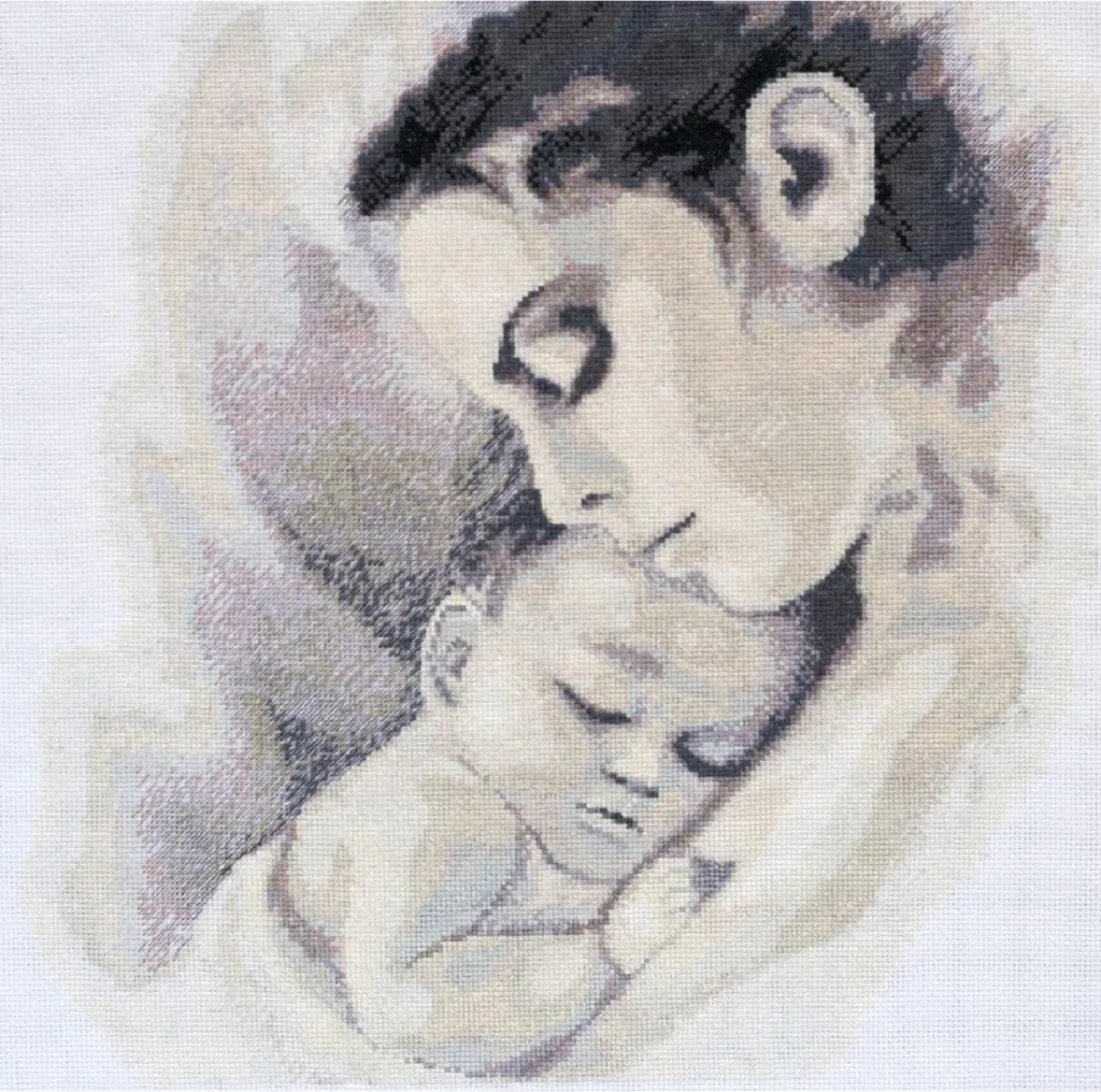 Abris Art Kit Point de Croix Chaleur de la Maternité 30x30cm Broderie