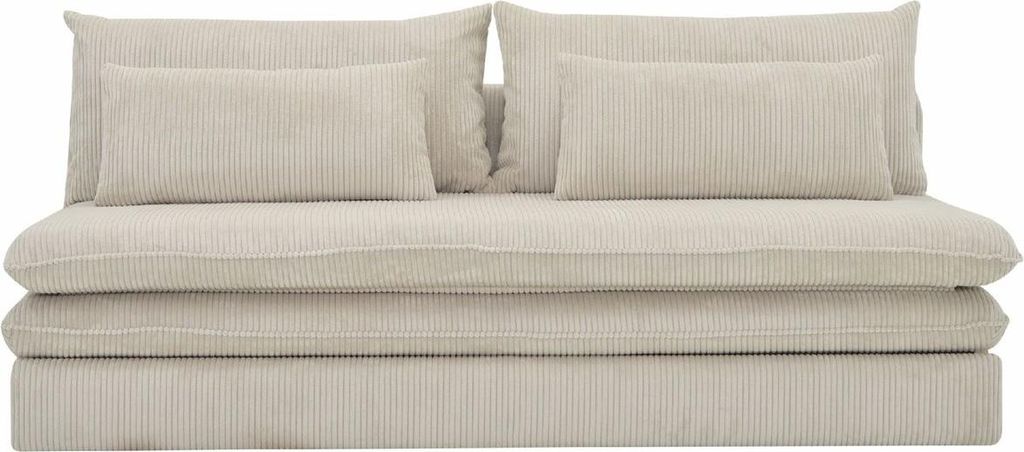 Casa Padrino Schlafsofa Hellbeige 190 cm - Ausklappbares Wohnzimmer Sofa