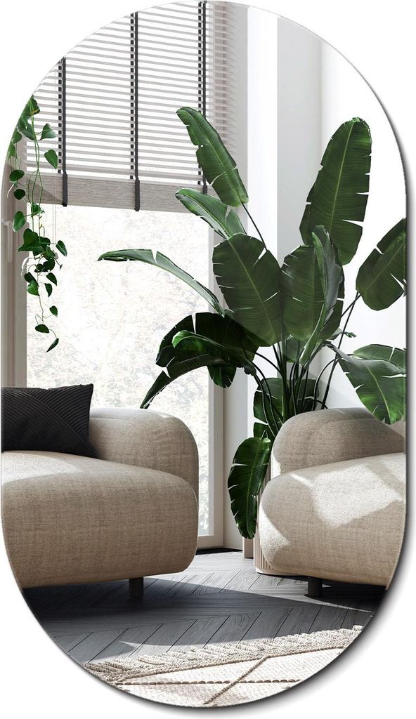 Ovaler Wandspiegel 70 x 40 cm – Moderner Badspiegel oval – Rahmenloser Design Spiegel für Badezimmer, Flur & Wohnzimmer