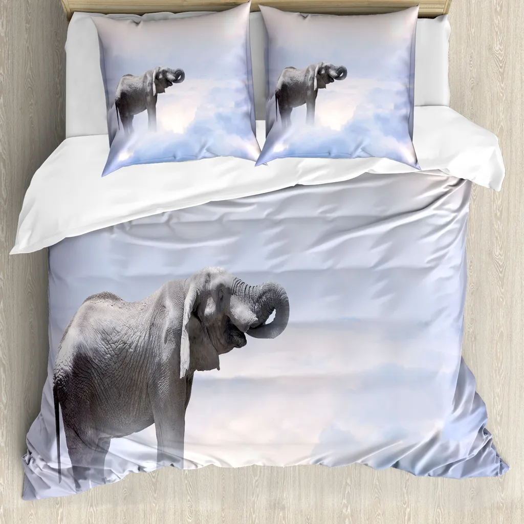 Copripiumino Elefante ABAKUHAUS Matrimoniale Grigio Blu Trendy