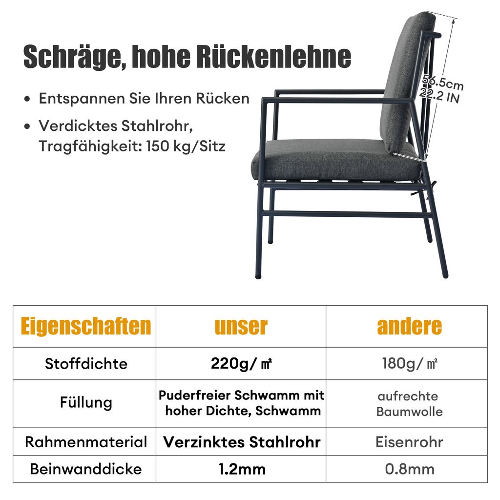 Merax Gartenmöbel-Set für 4 Personen, 5-tlg. Sitzgruppe mit Produktbild 5