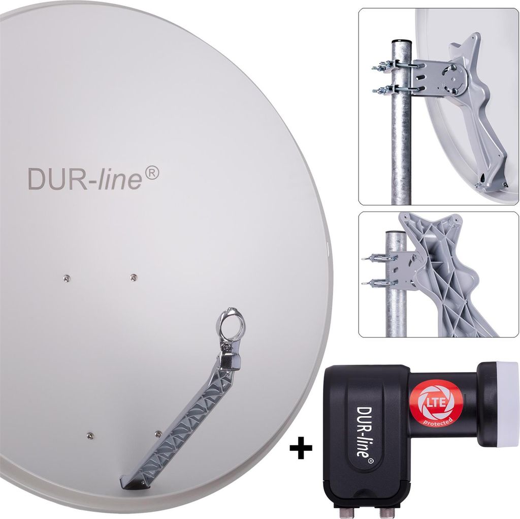 DUR-line Select 85/90cm Komplettanlage hellgrau + Twin LNB