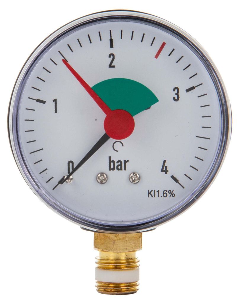tecuro Heizungsmanometer 0-4 bar, Ø 63 mm - 1/4 Zoll Produktbild 