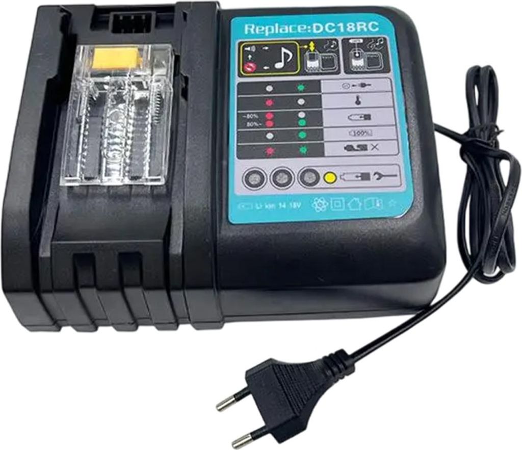 DC18RC 14,4V-18V 3A Schnellladegerät als Ersatzladegerät für Makita DC18RA DC18RD Akkus für BL1860B BL1850B BL1840 BL1830 BL1820 BL1430 BL1440 ...