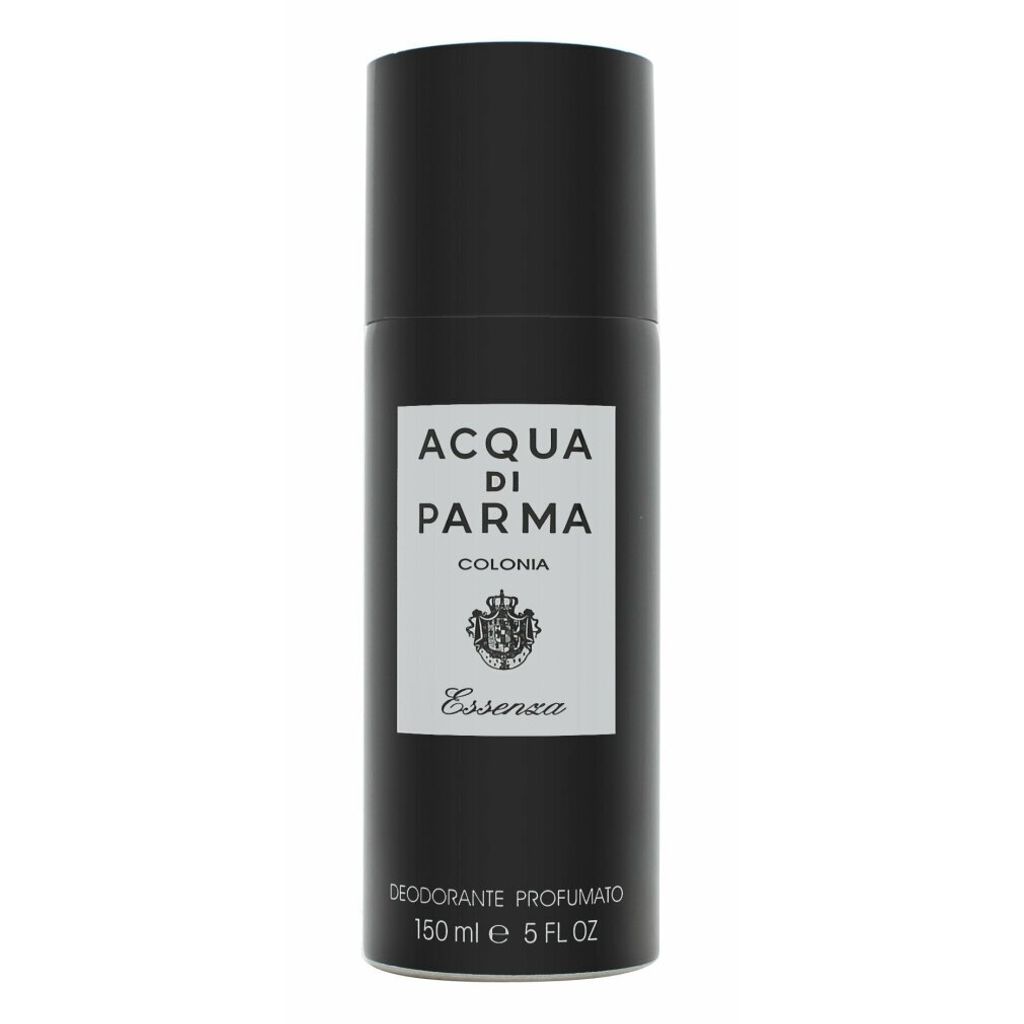A black spray can of deodorant with a white label.