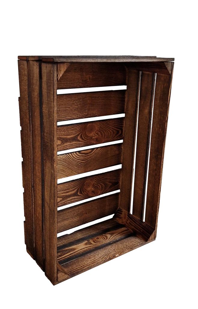 A wooden crate is shown against a white background.