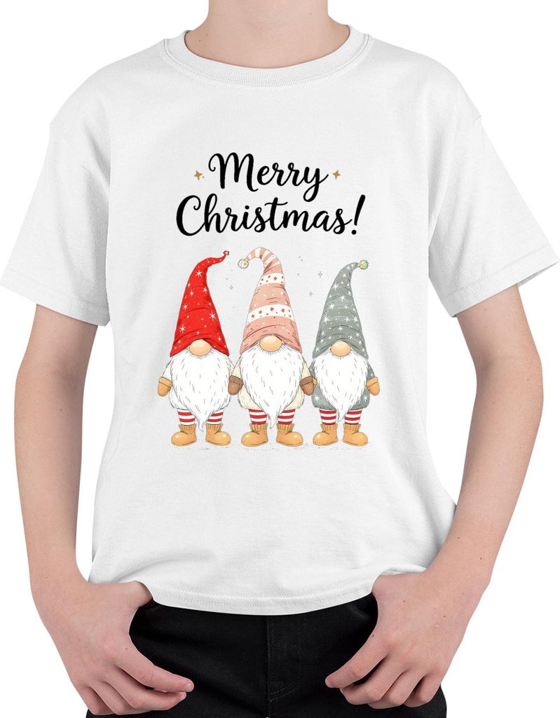 Merry Christmas! Weihnachtswichtel Gnome niedlich Weihnachten Uni Kinder T-Shirt, Weiß, 152