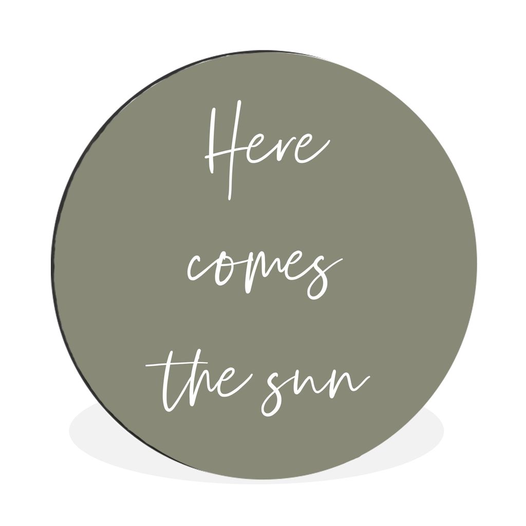 MuchoWow Aluminium Wandkreis Hier kommt die Sonne - Zitate - Text - Sommer - Garten Ø 30 cm Wanddeko Modern Wohnzimmer - Wand Bild - Wohnzimmer ...