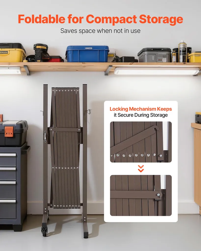 SucceBuy Barrière Extensible à Ciseaux 3,07m avec Roulettes Mobiles - 6