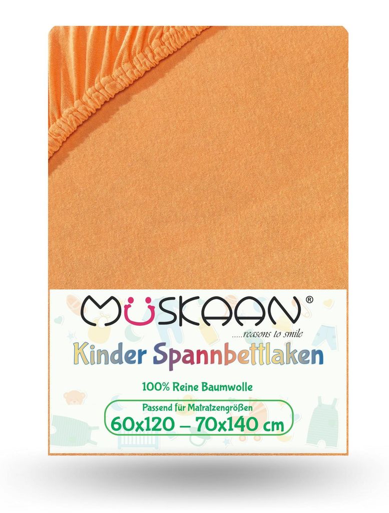 Jersey Kinder Spannbettlaken 60x120 cm - 70x140 cm Orange Produktbild 