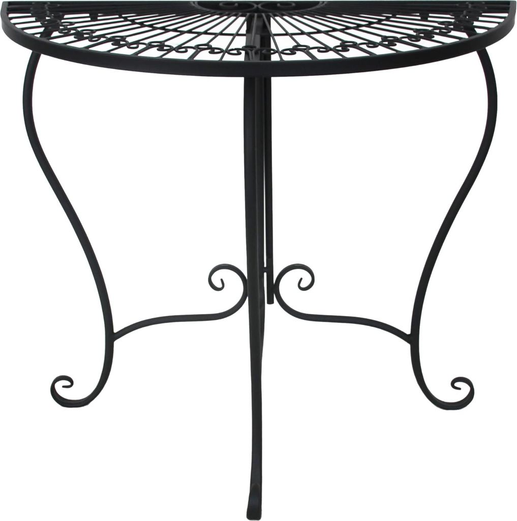 Balkontisch PHILIP - Eisen, Schwarz, 80x40x71cm | Gartentisch Balkon-Tisch halbrunder Wandtisch Kleiner Tisch Terrassentisch Verandatisch