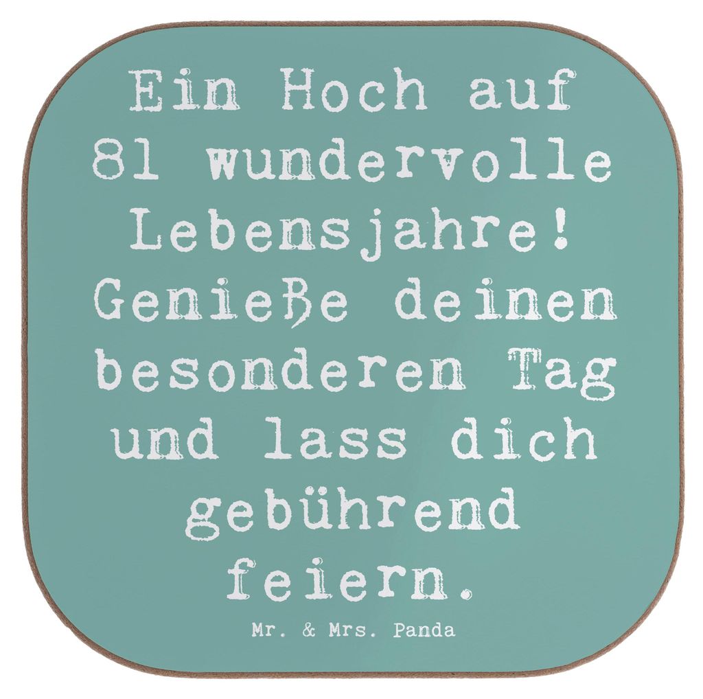 Mr. & Mrs. Panda Untersetzer für Gläser Spruch 81. Geburtstag - Meeresbrise - Geschenk, Coaster, Glas, Achtzigster, Erinnerungen, Happy Birthday,...