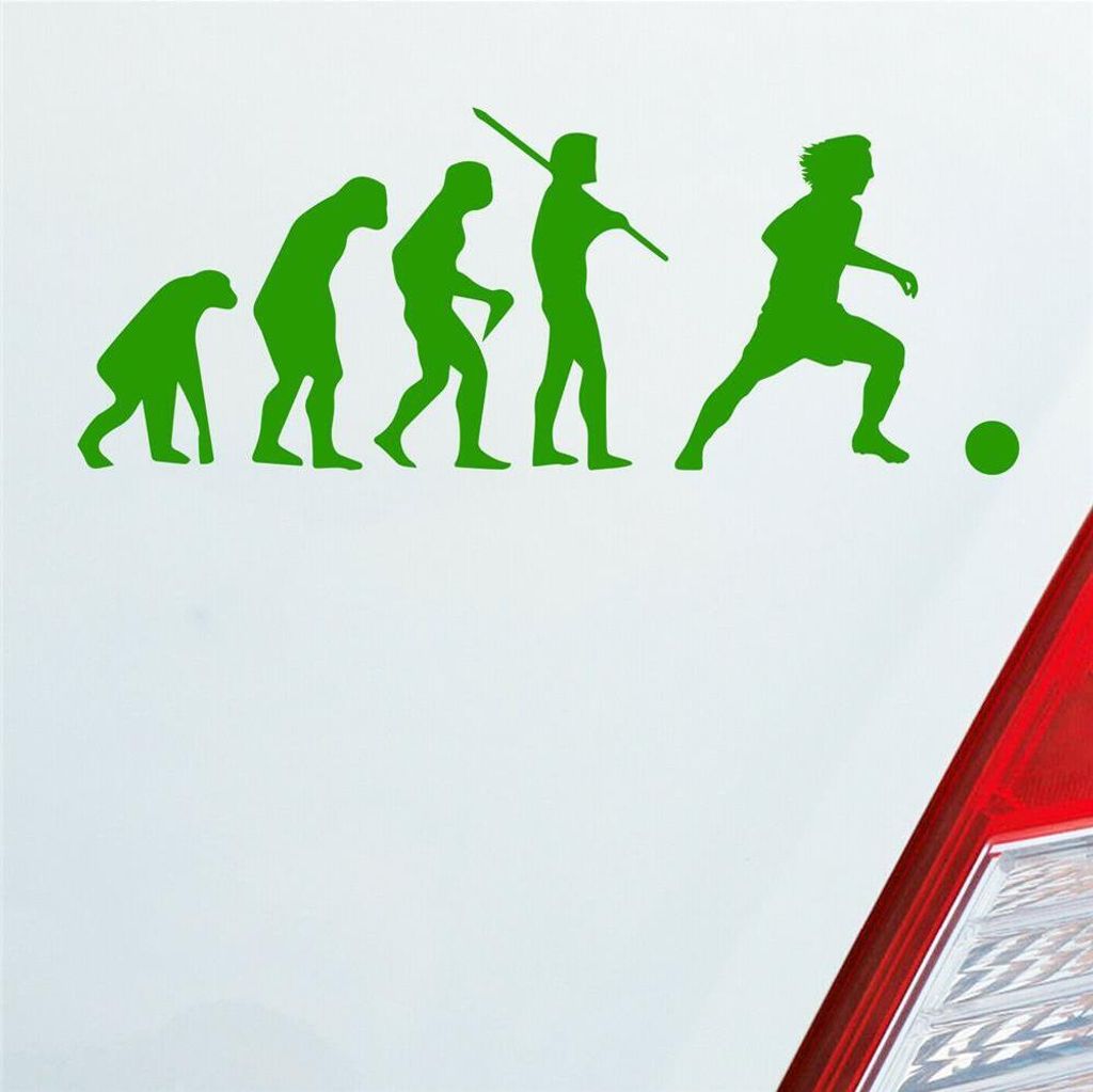 Auto Aufkleber Evolution Fußball Fussball Sport Soccer 15x6 cm Hellgrün Sticker Heckscheibenaufkleber