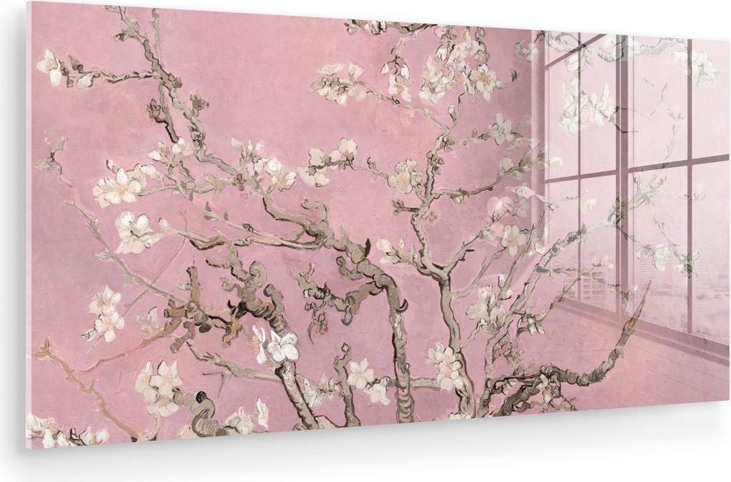 MuchoWow Glasbilder - Bilder auf Wandbild - Foto auf Glas Mandelblüte - Kunst - Van Gogh - Rosa 120x60 cm Wanddekoration aus Glas - Acrylglasbild ...
