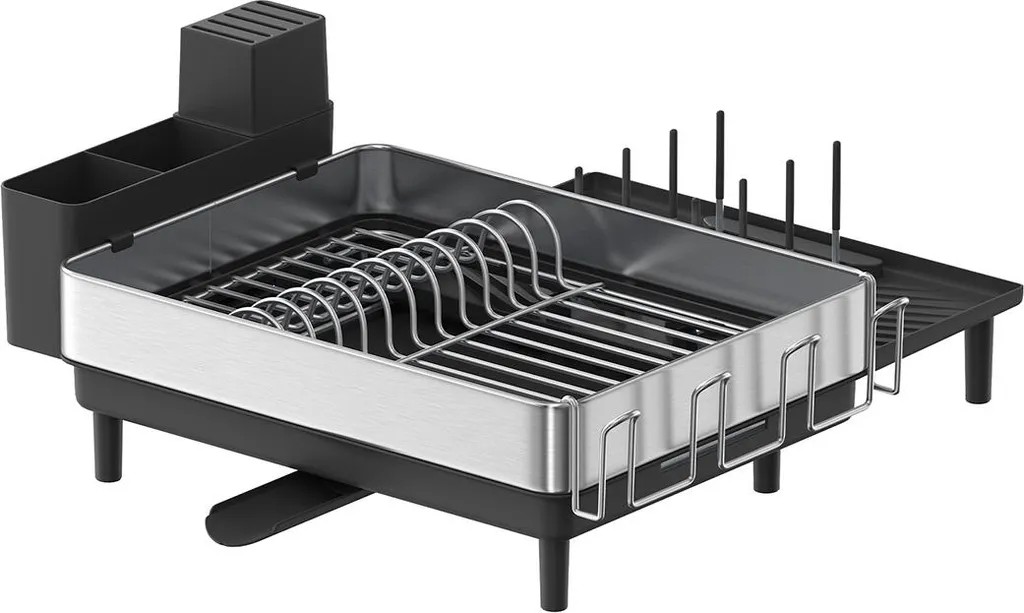 Égouttoir à vaisselle avec range-couverts amovible argent et noir