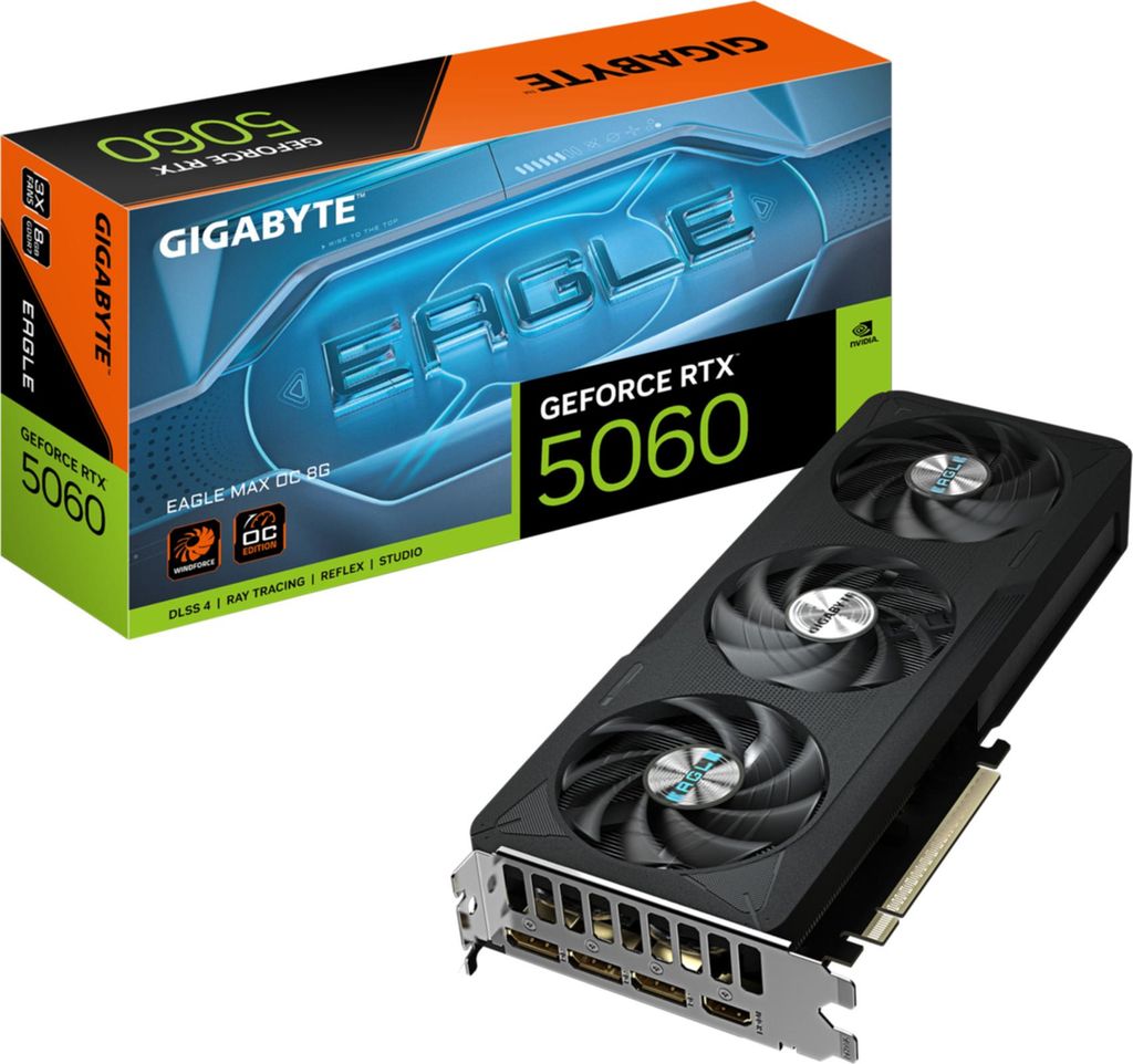 GIGABYTE GeForce RTX 5060 EAGLE MAX OC 8G, Grafikkarte, (DLSS 4, 3x