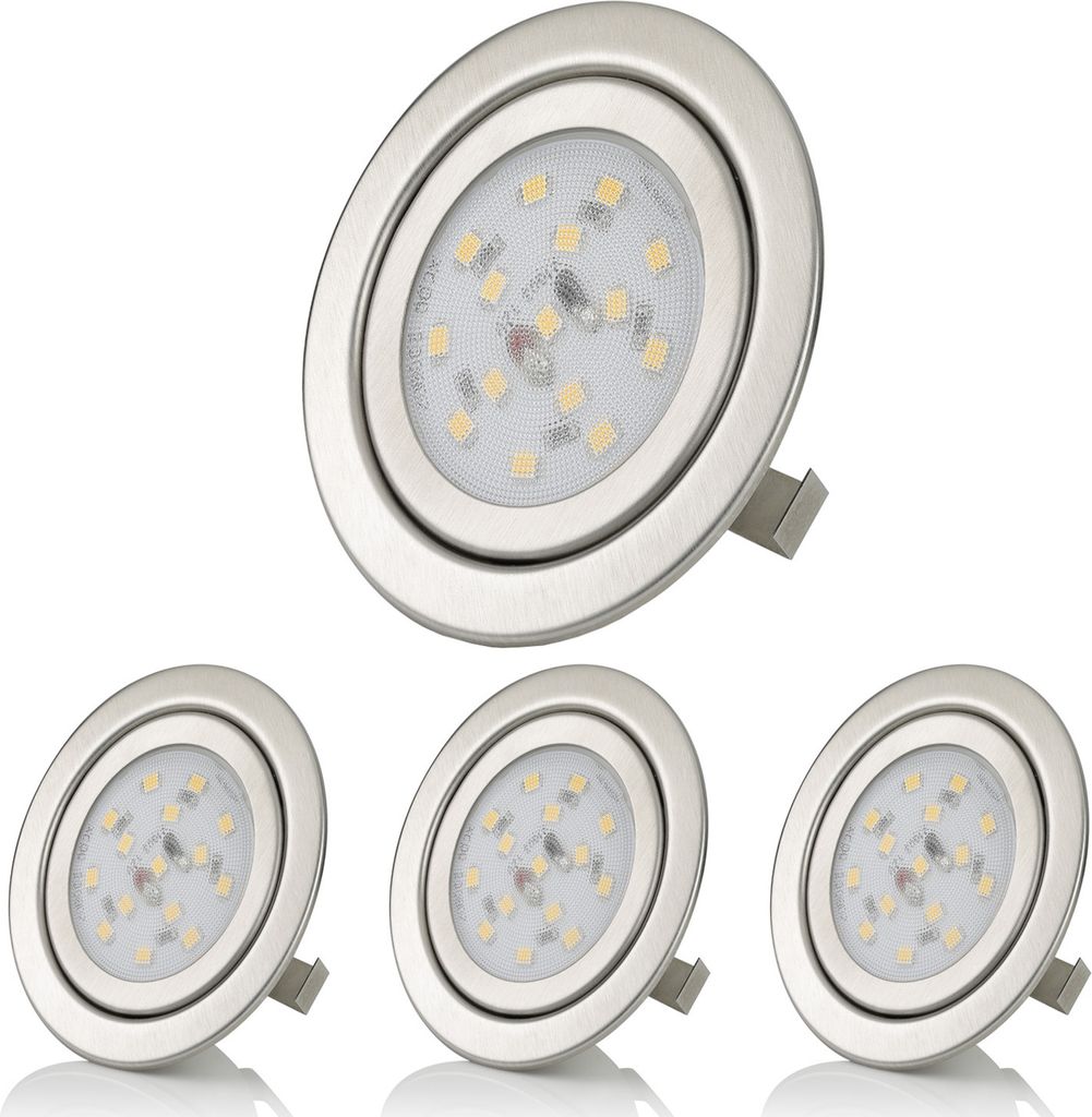 Sweet LED 4x Möbel Einbaustrahler 12V Chrom geb. G4 Deckenspot Leuchte Warmweiß