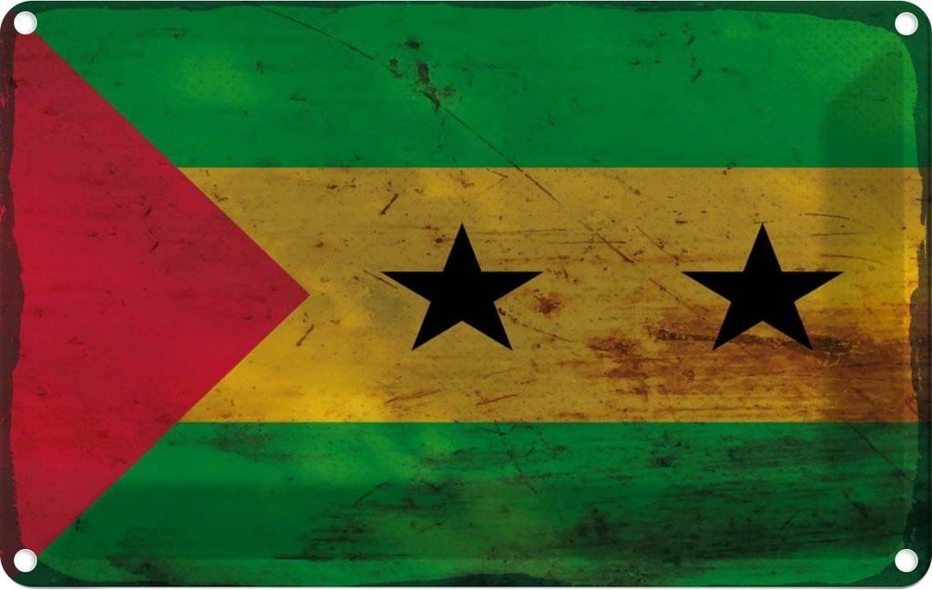 vianmo Blechschild 20x30 cm São Tomé und Príncipe Rost Flagge Fahne Wappen