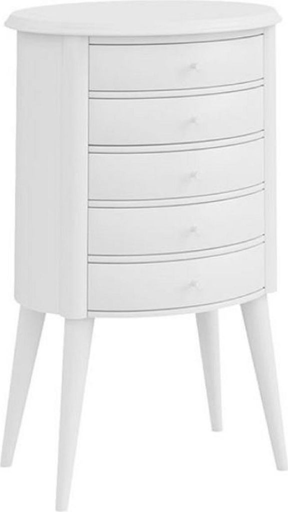 Casa Padrino Luxus Art Deco Nachtkommode Weiß 47 x 38 x H. 73 cm - Nachttisch mit 5 Schubladen - Schlafzimmer Möbel - Kinderzimmer Möbel - Art D...