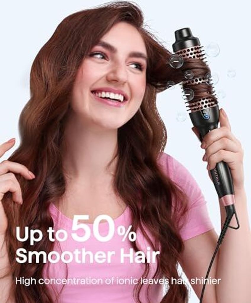 WavyTalk Thermalpinsel, Bürste 38 mm ionischer Curl erhitzt erzeugen natürliche Locken, heißer runder Blowout Express, EU -Plug -Doppelspannung