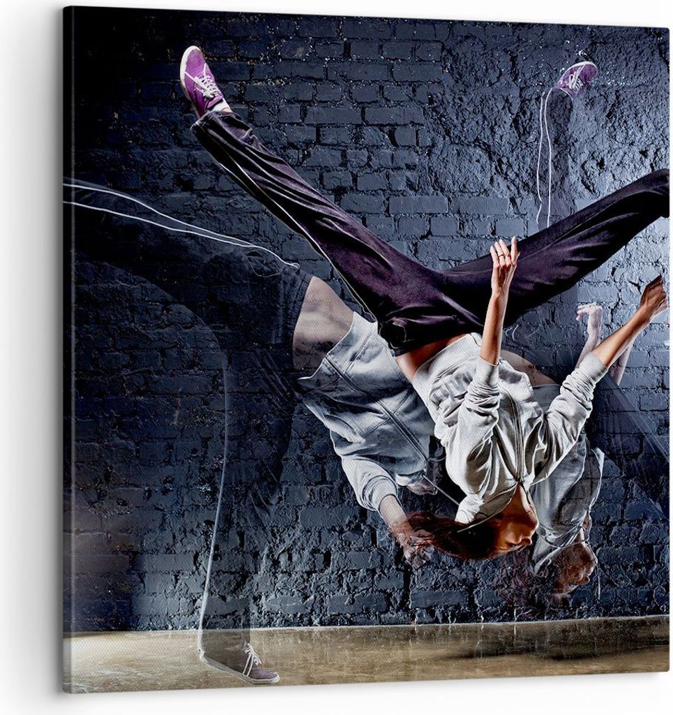 Bild auf Leinwand - Leinwandbild - Tänzer Mode Flip Mädchen - 60x60cm - Wand Bild - Wanddeko - Leinwanddruck - Bilder - Kunstdruck - Wanddekorati...