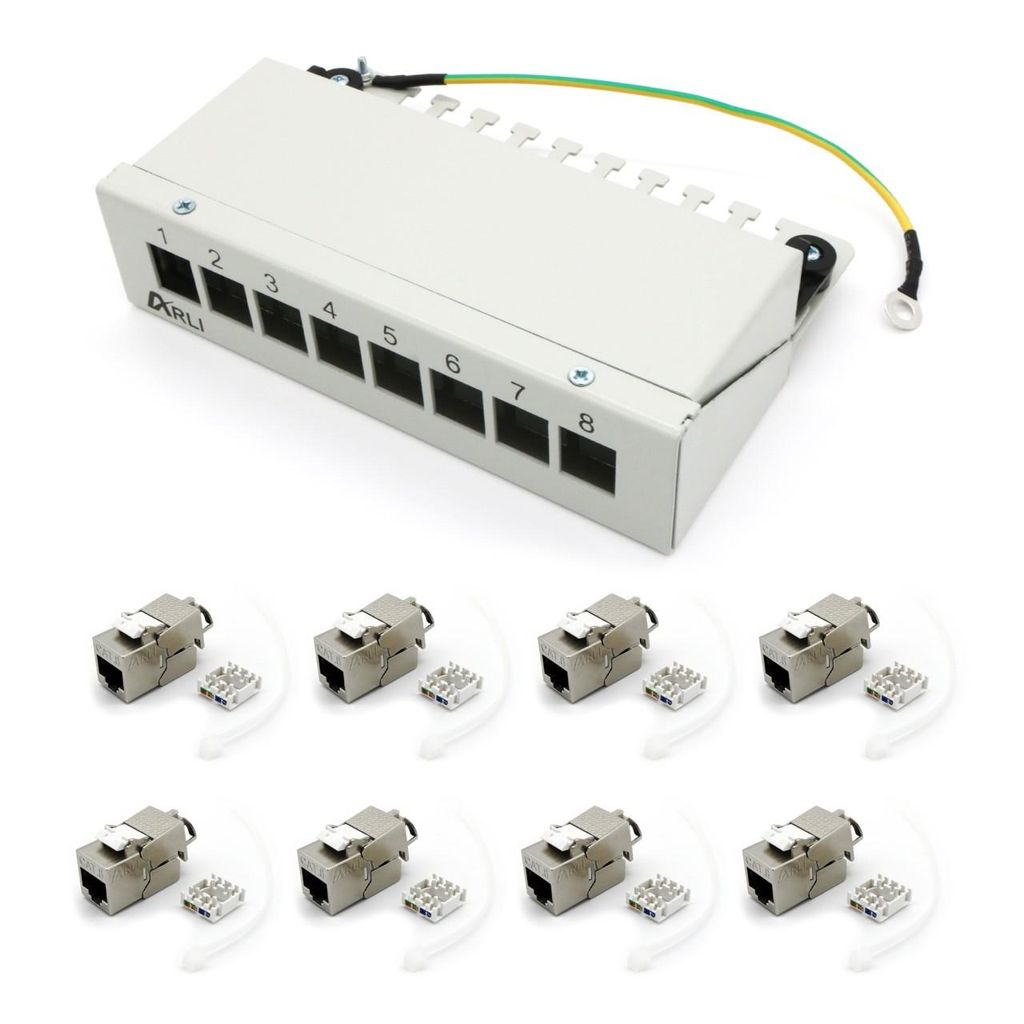 ARLI Patchpanel inkl. 8x Keystone Cat8.1 Module – 8-Port Produktbild 