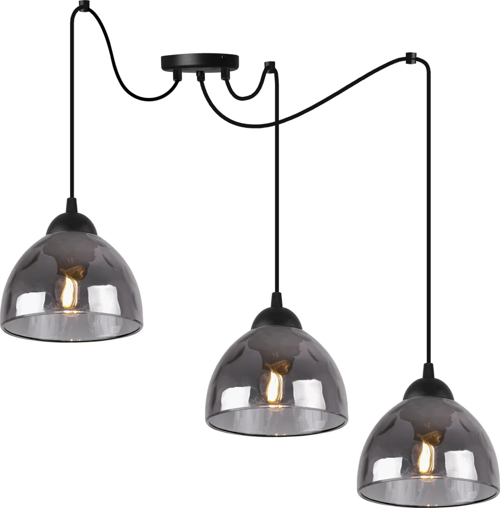 Lampada Retro Spider Venice 3 Luci Vetro Grafite E27 Offerta