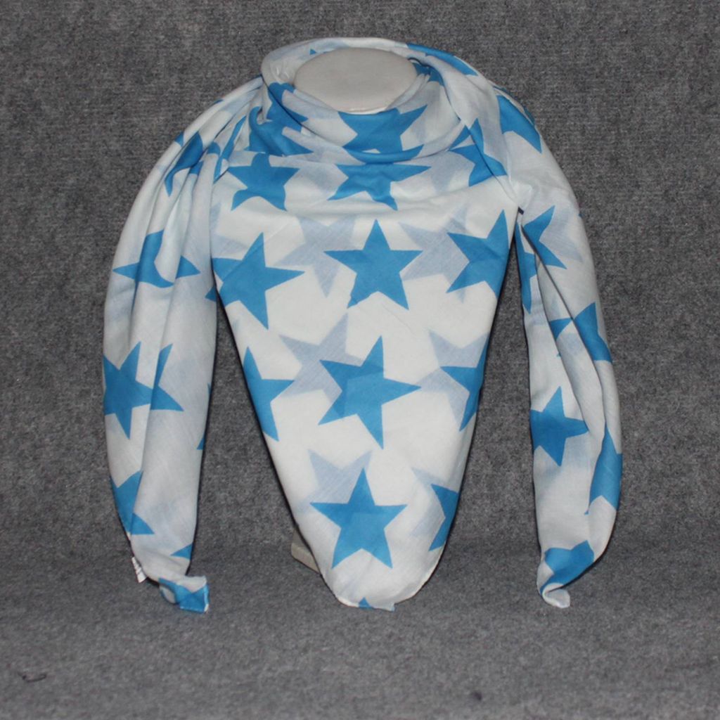 Baumwolltuch - Sterne 8 cm weiß - blau - quadratisches Tuch