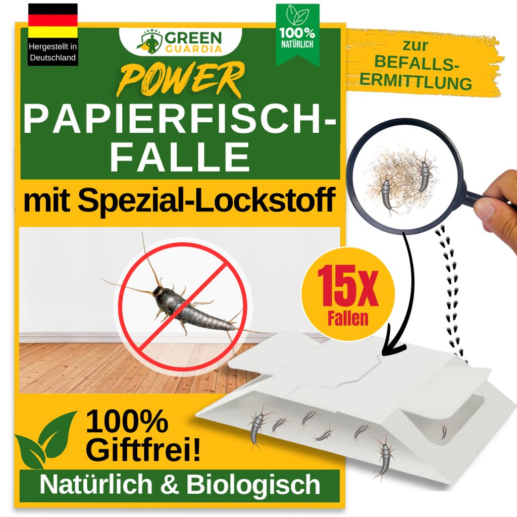 Papierfische Falle mit Spezial-Lockstoff - 15x Fallen - Produktbild 