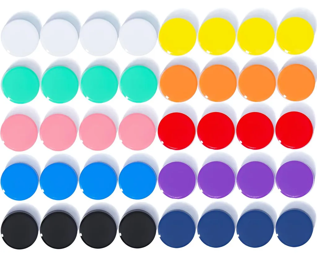 Aimants Puissants pour Tableau Blanc - Pack de 40 Pièces Multicolores