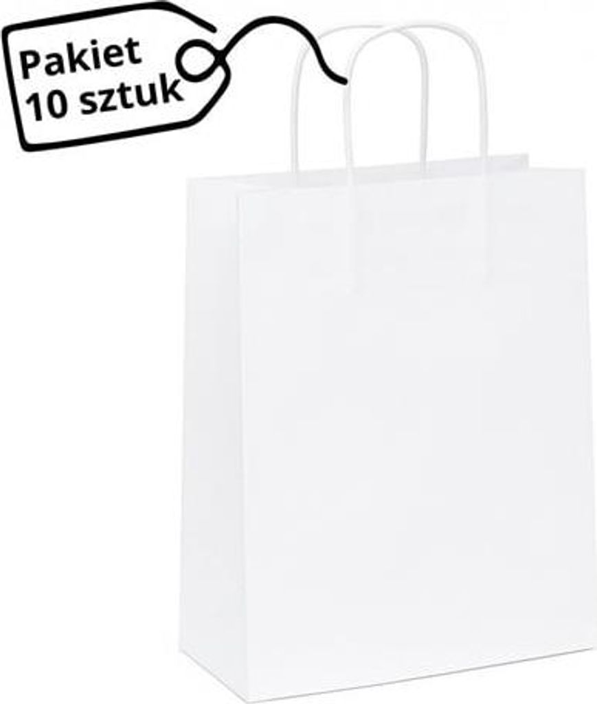 Papiertüte für Geschenke, Packung 240 x 100 x 320, WEISS, 10 Stück
