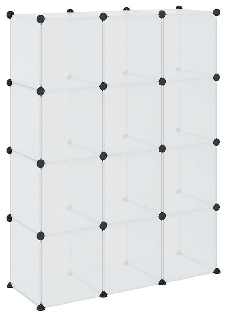 vidaXL Sistema di scaffalatura con 12 cubi PP trasparente Immagine del prodotto 