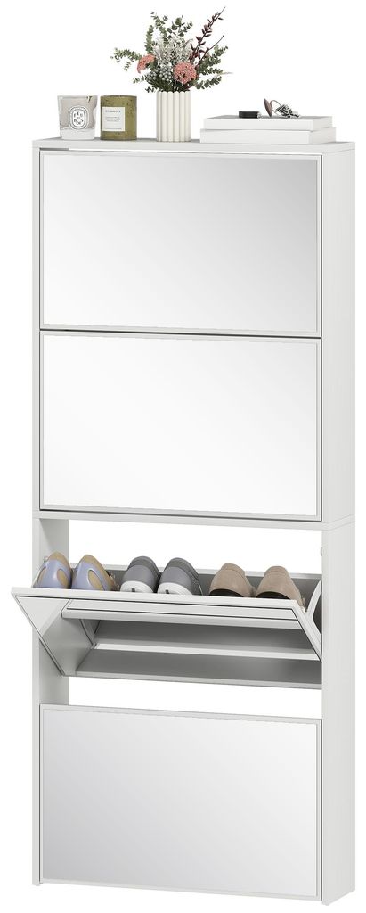 Schmaler Schuhschrank mit Spiegel und 4 Flš¹geltš¹ren fš¹r Produktbild 