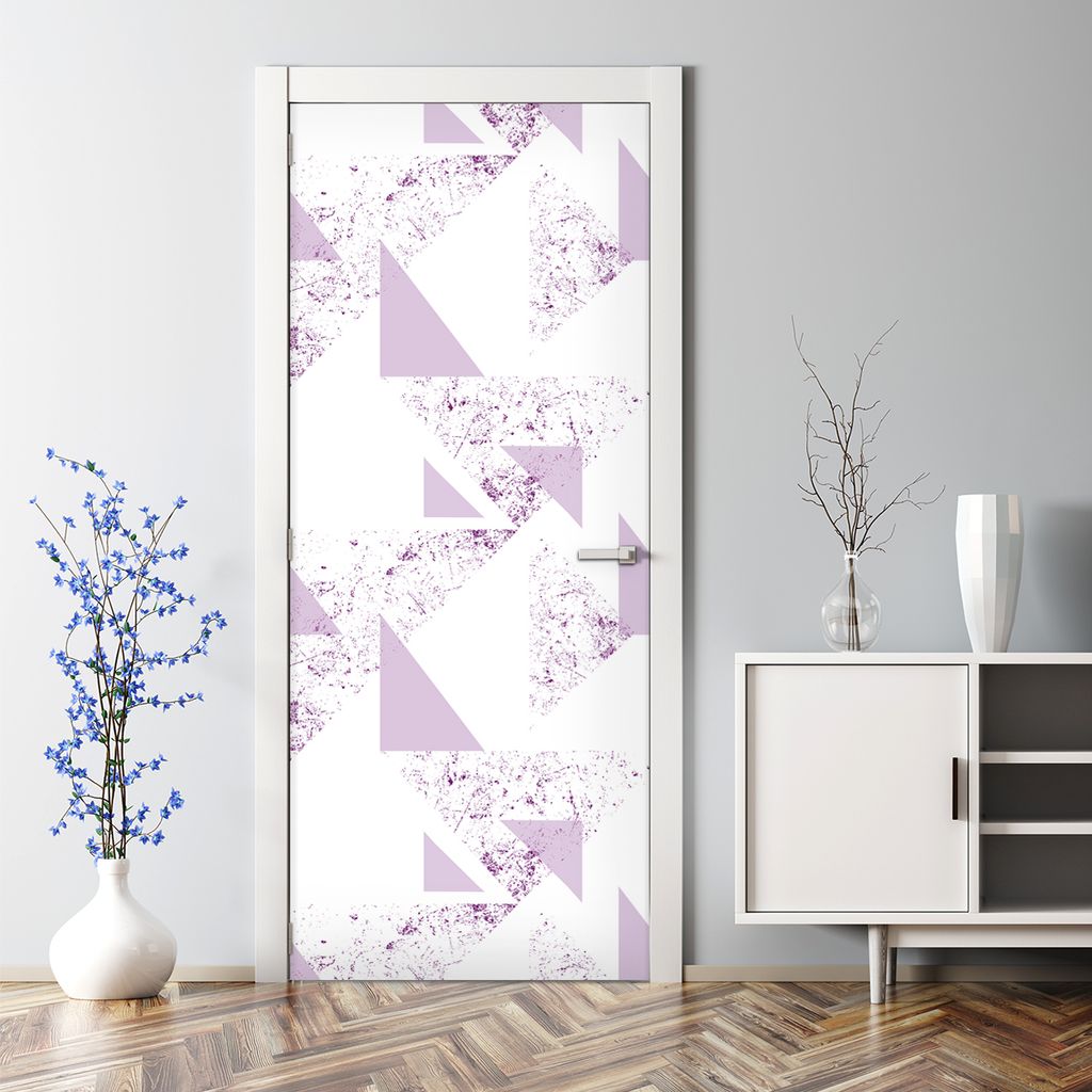 Dekorative Türtapete selbstklebend Klebefolie Türposter Türaufkleber Rosa Dreiecke 85 x 200 cm