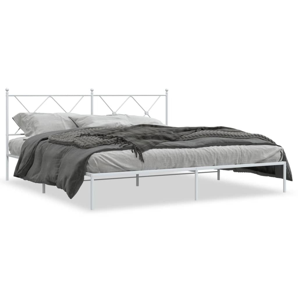 vidaXL Bettgestell mit Kopfteil Metall Weiß 183x213 cm